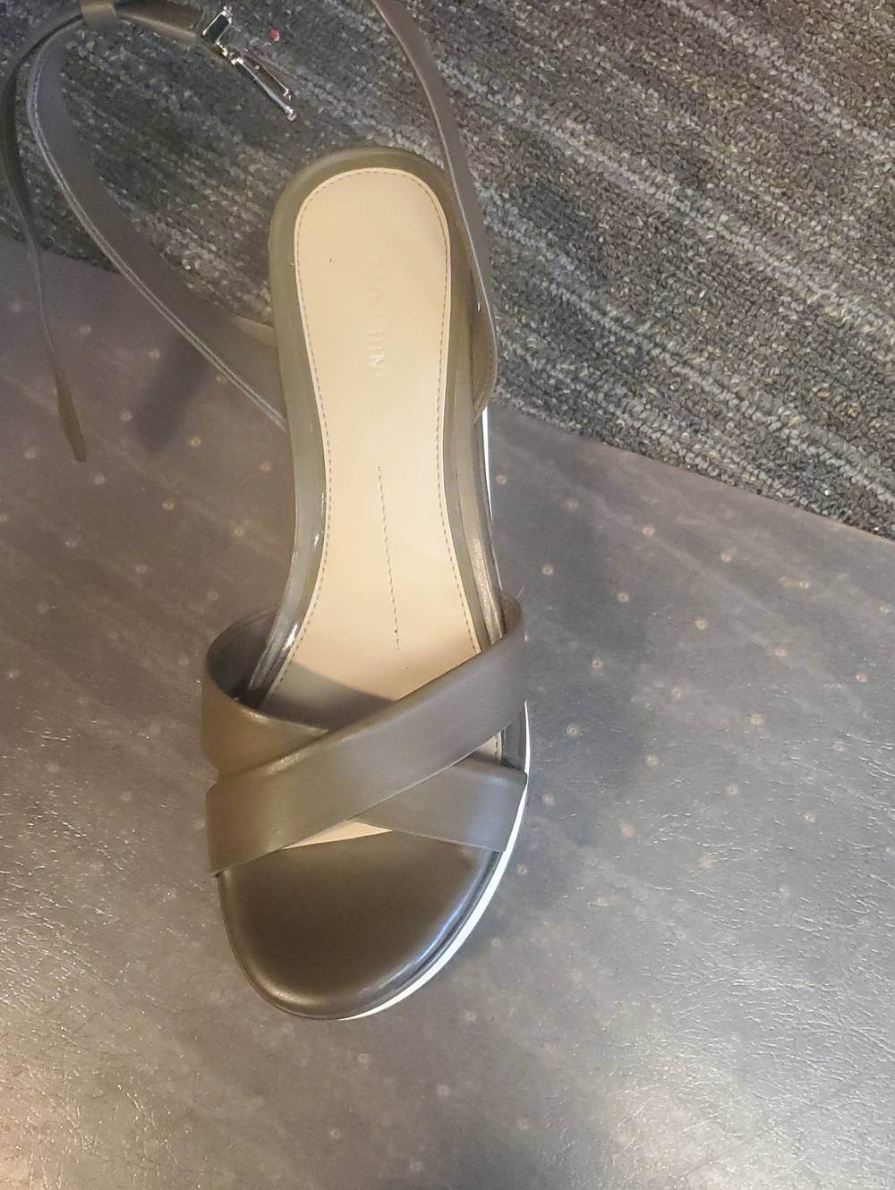 Gianni Bini Olive Green Cross-Strap Ankle Sandal